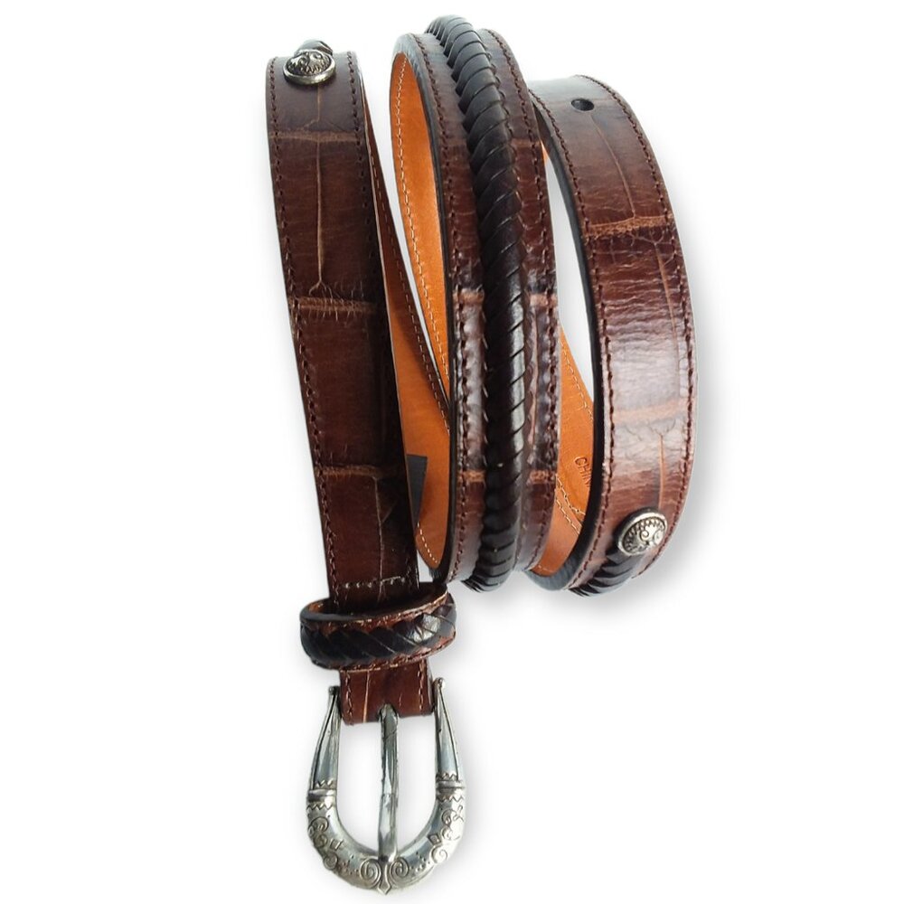 Brighton Western Leather Belt Size Large 34in 2 Tone Brown Black Southwestern
